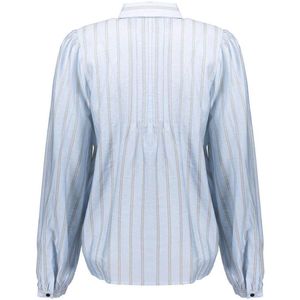 Geisha - Blouse - Lichtblauw - Met Pofmouwen - Verticale Streepdessin