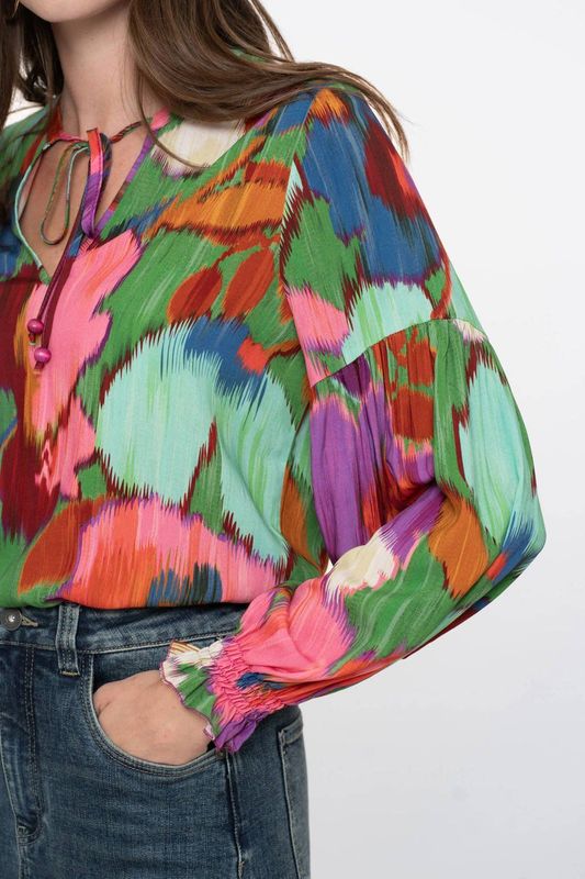 Geisha - Blousetop - Multi - Lange Mouwen - Ronde Hals