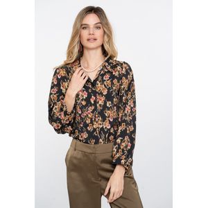 Geisha - 53617-20 - Blouse - Black/Yellow - Bloemenprint