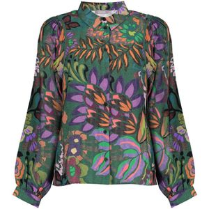 Geisha - Blouse Met Print 53640 - Groen/Paarse Damesblouse