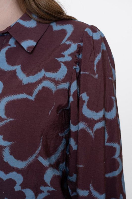 Geisha - 53757-20 - Blouse - Blue/Burgundy - Bloemenprint