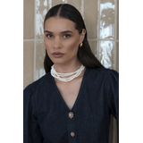 Geisha - 53504-10 - Denim Blouse - Dark Blue Denim - V-hals - Lange Pofmouwen