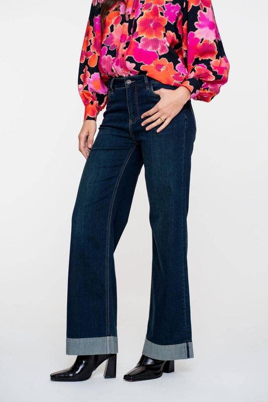 Geisha - 51544-10 - Jeans - Black Denim Tinted - Wide Turn-up