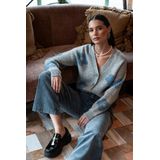 Geisha - Vest - Grey Melange - Oversized - Met Bloemenmotief