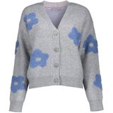 Geisha - Vest - Grey Melange - Oversized - Met Bloemenmotief