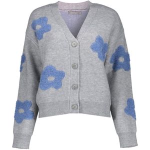 Geisha - Vest - Grey Melange - Oversized - Met Bloemenmotief