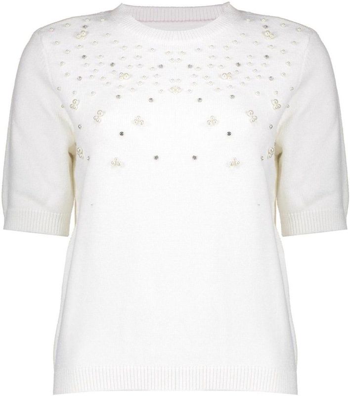 Geisha - 54508 - Trui - Off-white - Korte Mouwen - Dames