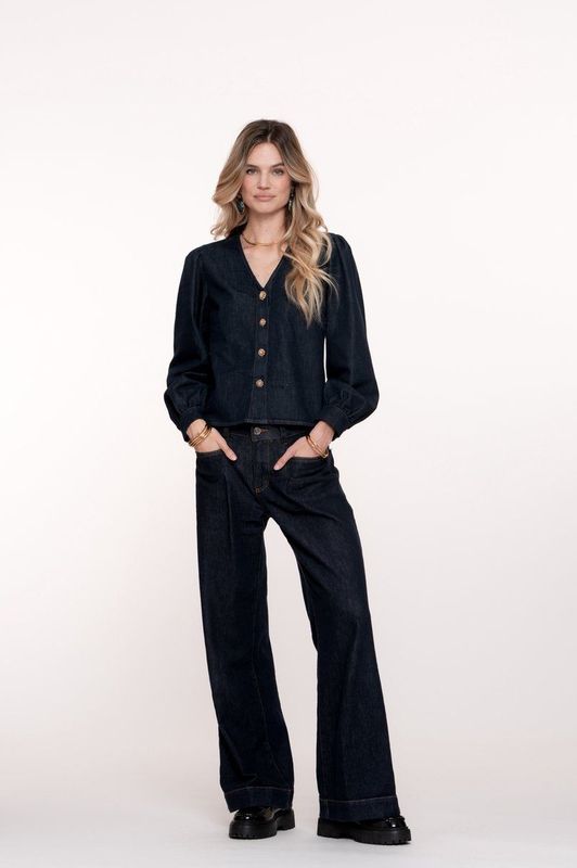 Geisha - 51521-10 - Flared Jeans - Dark Blue Denim Stonewash