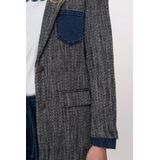 Geisha - Blazer - Anthraciet - Lange Blazer Met Visgraatprint - Dames