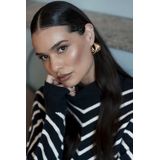 Geisha - 54504 - Trui - Navy/offwhite - Met Streepdessin En Turtleneck