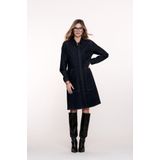 Geisha - Jurk Midi - Dark Blue Denim - Met Opgestikte Zakken - Model 55515