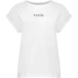 Geisha - Word Embroidered - T-shirt - Off White - Dames