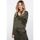 Geisha - 55571-21 - Blouse - Moss Green - Satijnlook met Klepzakken