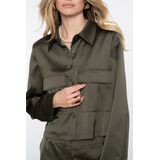 Geisha - 55571-21 - Blouse - Moss Green - Satijnlook met Klepzakken