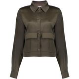 Geisha - 55571-21 - Blouse - Moss Green - Satijnlook met Klepzakken