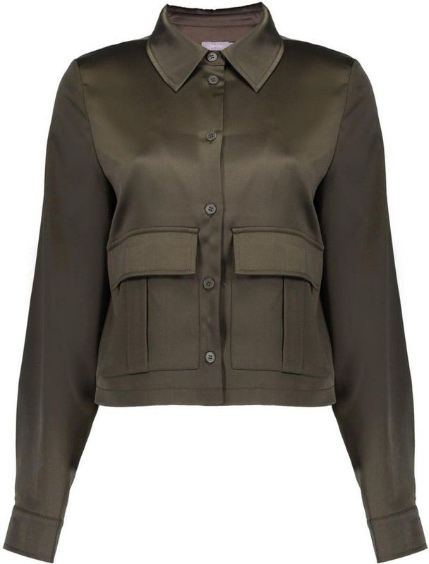 Geisha - 55571-21 - Blouse - Moss Green - Satijnlook met Klepzakken