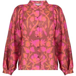 Geisha - Blouse - Burgundy/Blauw/Oranje - Met Ikatprint - Dames