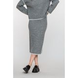 Geisha - Rok - Grey Melange - Midi - Met Contrasterende Bies