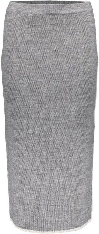 Geisha - Rok - Grey Melange - Midi - Met Contrasterende Bies