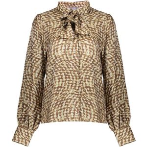 Geisha - Abstract Swirl Print Blouse 53903-20 - Bruin - Viscose