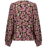 Geisha - Blouse Retro Flower Print - Zwart/Coral - Dames