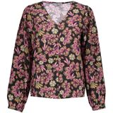 Geisha - Blouse Retro Flower Print - Zwart/Coral - Dames