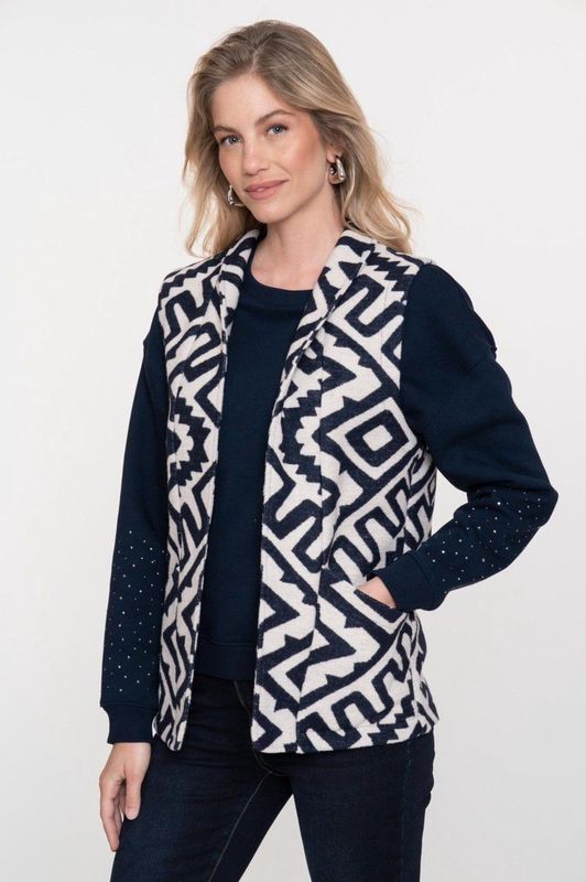 Geisha - Gilet 55875 - Navy/off White - Dames