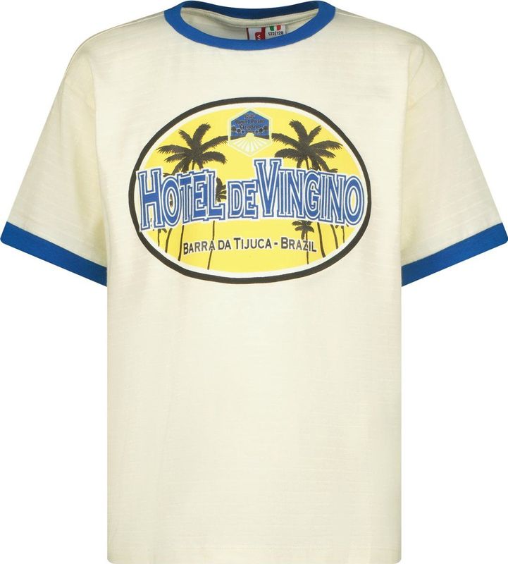 Vingino - T-shirt - Lichtgeel/Blauw - Korte Mouwen - Ronde Hals