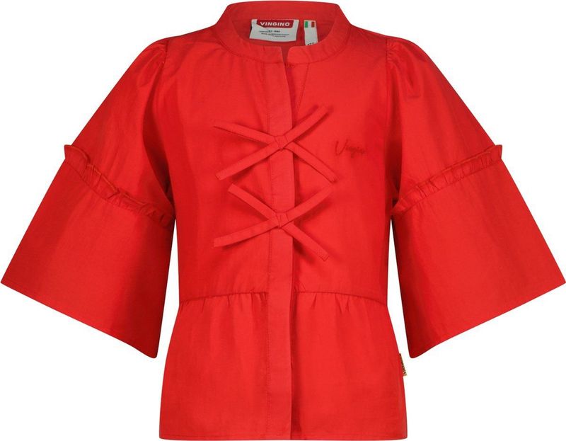 Vingino - Blouse - Rood - 100% Katoen - Driekwart Mouwen