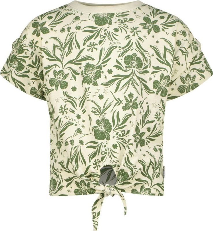 Vingino - Henouk T-shirt - Beige/Groen - Katoen - Knoopdetail