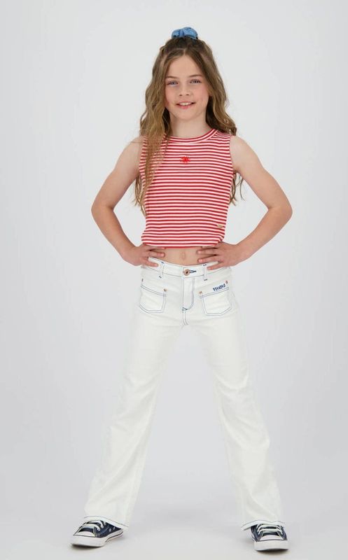 Vingino Basic Crop Rib Top Stripe T-shirt voor meisjes, Breeze Red, 2 Jaar