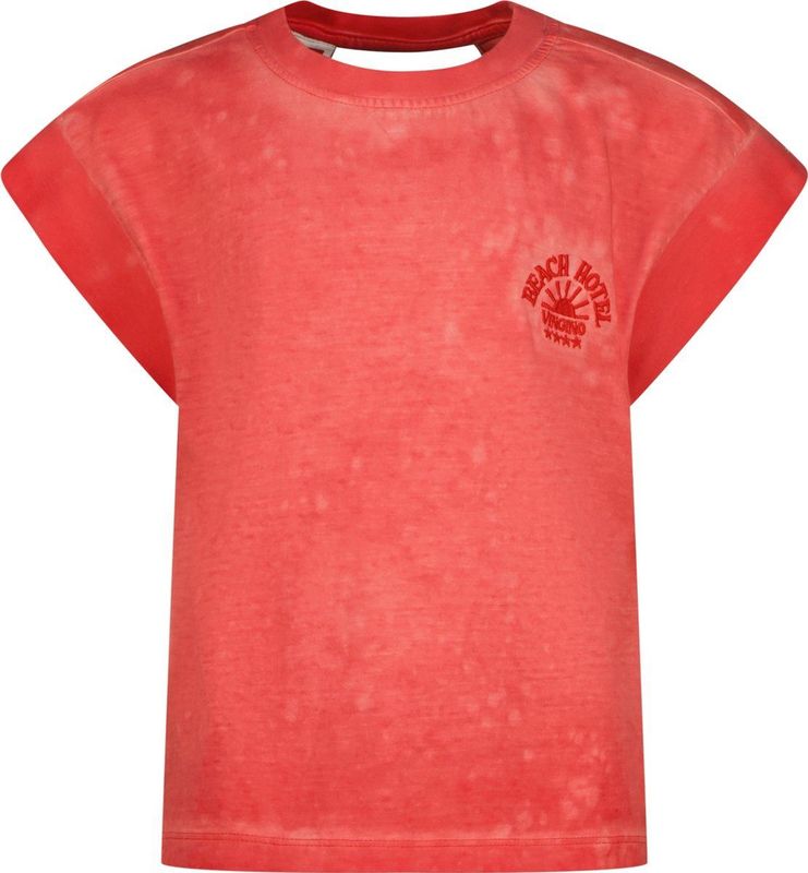 Vingino - Halkie - T-shirt - Koraalrood - Korte Mouwen - 100% Katoen