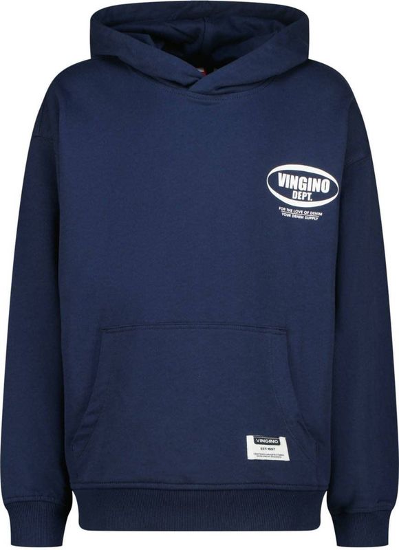 Vingino - Hoodie - Donkerblauw - 100% Katoen - Met Capuchon en Kangoeroezak