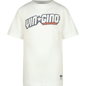 Vingino Basic T-shirt met logo voor jongens, echt wit, 4 Jaar