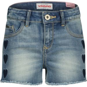 Dafina Heart - Effen Jeans met Franjes en Studs - Heavy Washed
