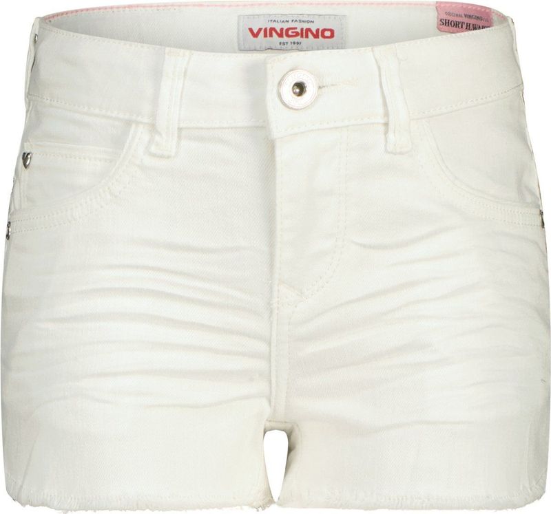 Vingino - Denim Short - Wit - Verstelbare Taille - Rits- en Knoopsluiting