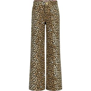 Vingino meisjes spijkerbroek Cassie leopard Sand Animal Extra wide leg