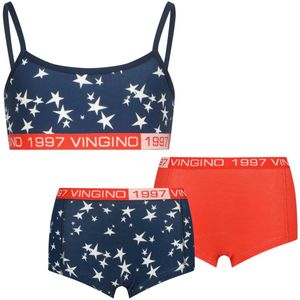 Vingino bh top + 2 shorts donkerblauw/rood