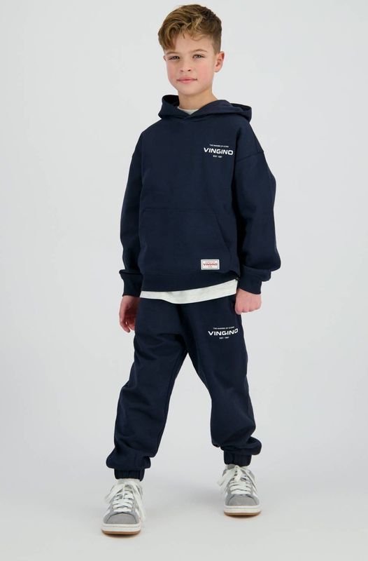 Vingino - Hoodie - Donkerblauw - 100% Katoen - Capuchon en Kangoeroezak