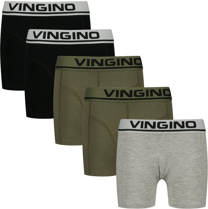 Vingino - Boxershorts - Set van 5 - Grijs/Groen/Zwart