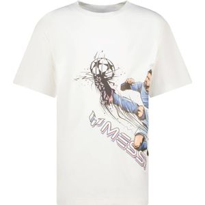 Messi - T-shirt - Wit - Korte Mouwen - Ronde Hals - 100% Polyester