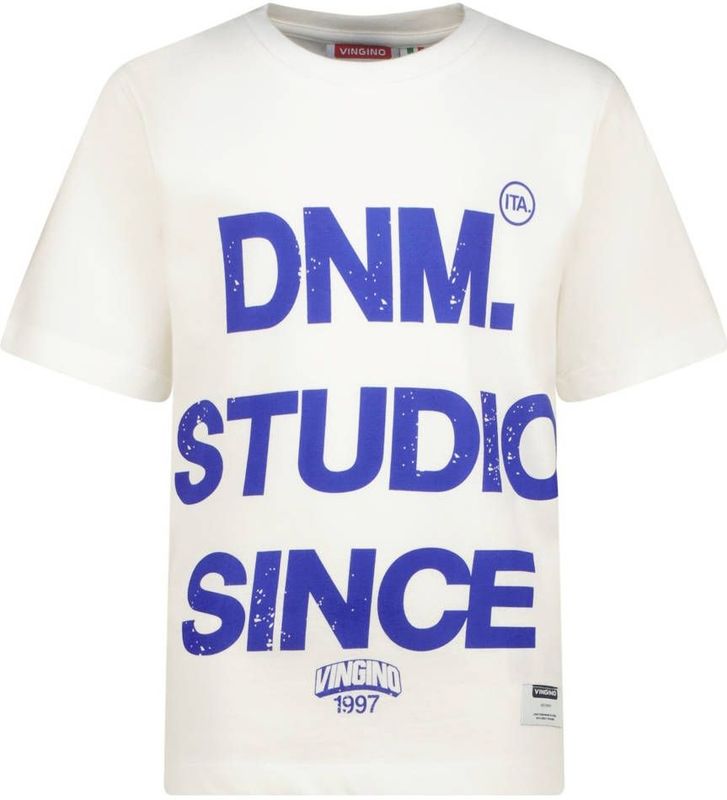 Vingino - T-shirt - Wit/Blauw - 100% Katoen
