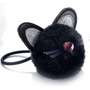 haarelastiek Kat / Poes zwart pompon