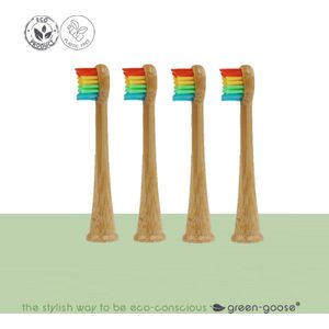 Sonicare Bamboe Opzetborstels voor Kinderen | 4 Stuks | Regenboog | Gepatenteerde Bio-based binnenkant, Bamboe buitenkant