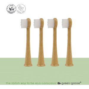Sonicare Bamboe Opzetborstels voor Kinderen | 4 Stuks | Wit | Gepatenteerde Bio-based binnenkant, Bamboe buitenkant