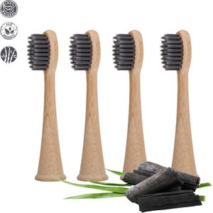Sonicare Bamboe Opzetborstels | 4 Stuks | Houtskool Opzetborstels | Gepatenteerde Bio-based binnenkant, Bamboe buitenkant