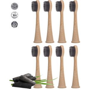 Sonicare Bamboe Opzetborstels | 8 Stuks | Houtskool Opzetborstels | Gepatenteerde Bio-based binnenkant, Bamboe buitenkant