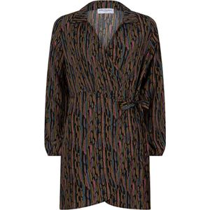 Lofty Manner - Dress Sara - Grijze Jurk - Met Opvallend Dessin