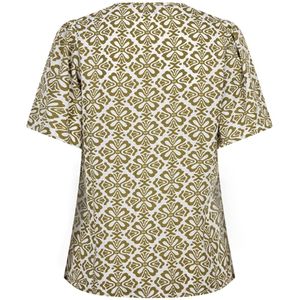 Lofty Manner - Blouse QC03 - Damesblouse - All-over Print - Korte Mouwen