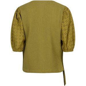 Lofty Manner - T-shirt Top Nicola - Groen - Blouse met Korte Mouwen